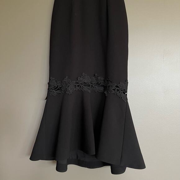 NICHOLAS‎ Crepe Fitted Panel Dress Black Size 0 Lace Embroidered Flounce Hem - Picture 7 of 16